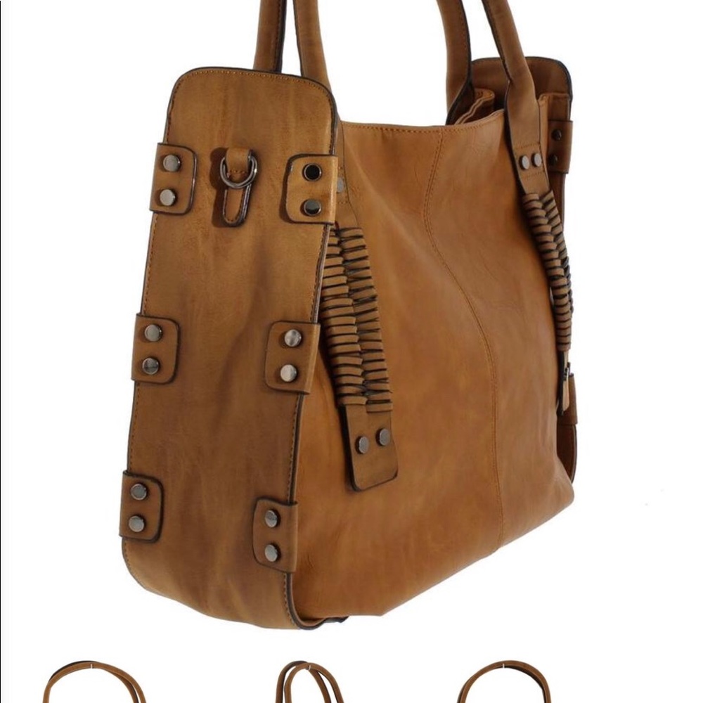 Brown Faux Leather Purse with Strap
